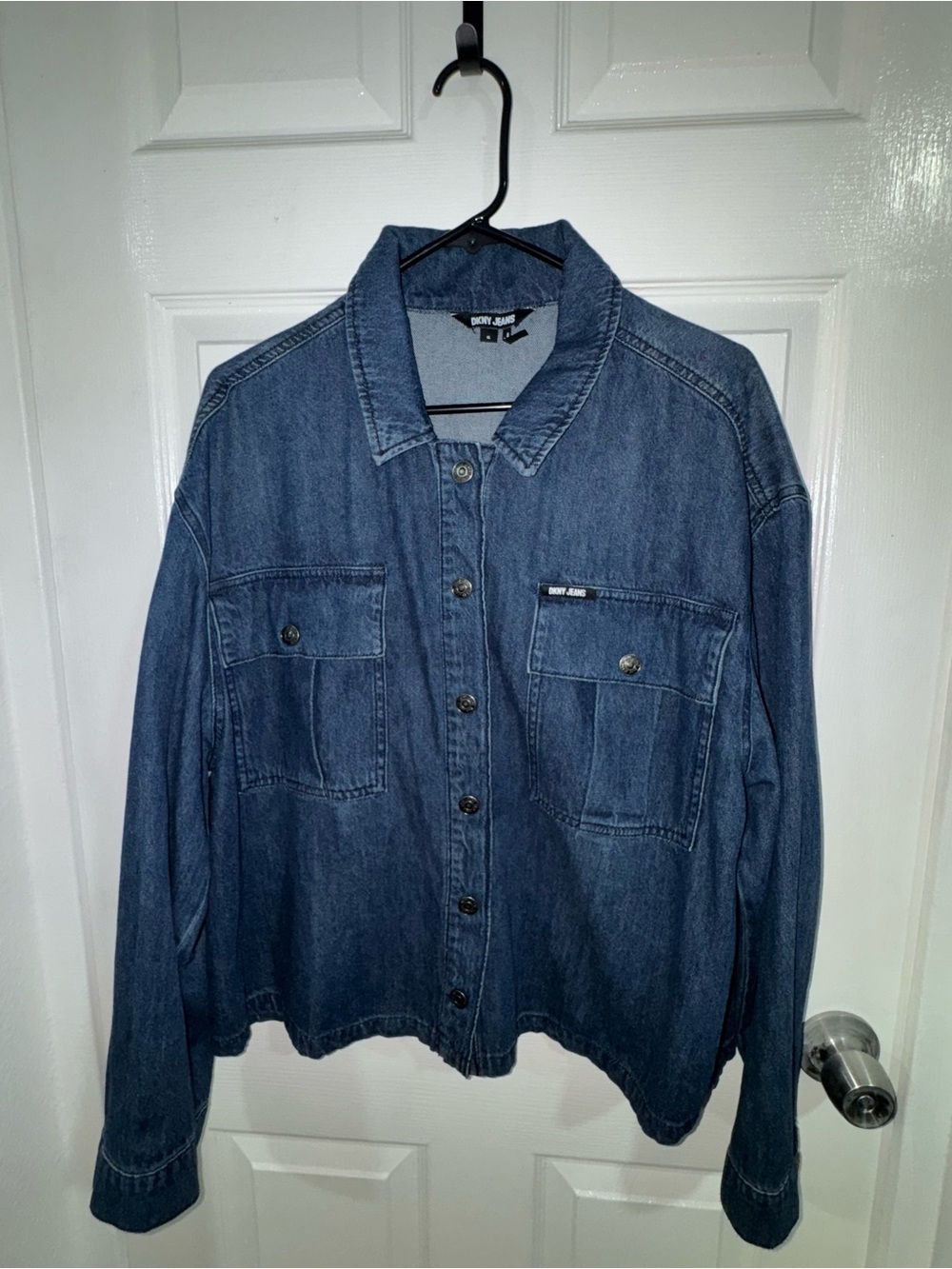 DKNY Indigo Blue Denim Shirt Jacket 24”L × 22”W pit to pit, relaxed oversized✨